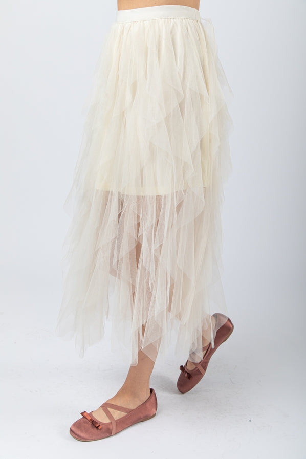 Ethereal Cascade Tulle Midi Skirt-Skirts-Vixen Collection, Day Spa and Women's Boutique Located in Seattle, Washington