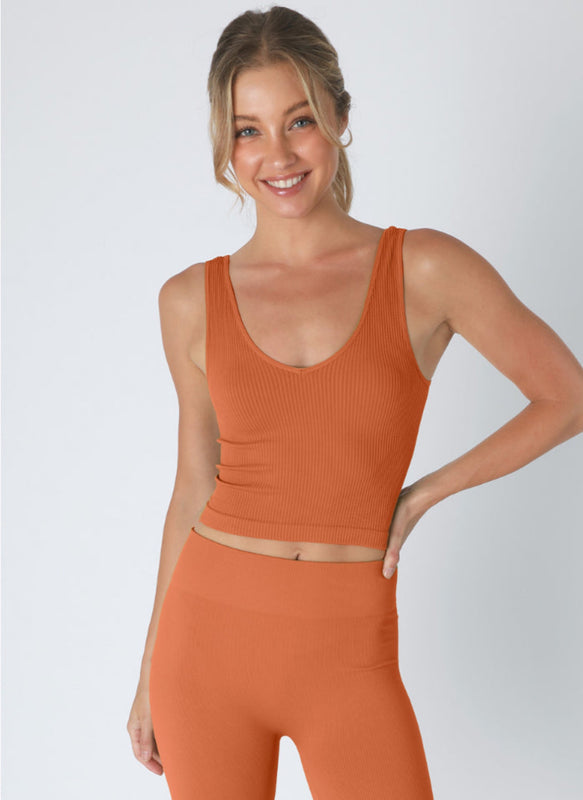 Reversible Ribbed Crop Top-Tank Tops-Vixen Collection, Day Spa and Women's Boutique Located in Seattle, Washington
