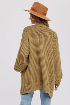 Carmine Fisherman Knit Cardigan-Sweaters-Vixen Collection, Day Spa and Women's Boutique Located in Seattle, Washington