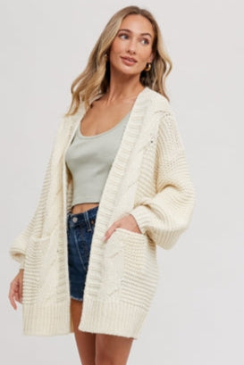 Carmine Fisherman Knit Cardigan-Sweaters-Vixen Collection, Day Spa and Women's Boutique Located in Seattle, Washington