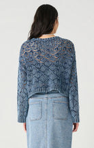 Indigo Crochet Sweater-Sweaters-Vixen Collection, Day Spa and Women's Boutique Located in Seattle, Washington