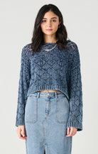 Indigo Crochet Sweater-Sweaters-Vixen Collection, Day Spa and Women's Boutique Located in Seattle, Washington