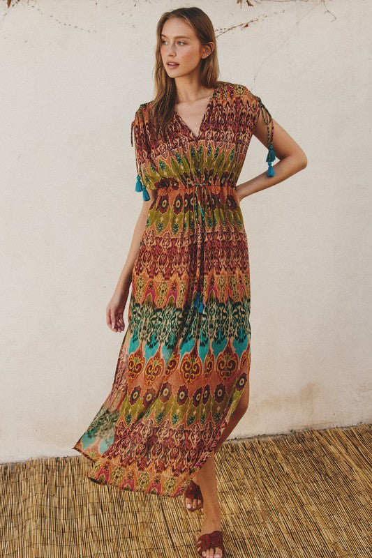 Sunset Strolls Kaftan Dress-Dresses-Vixen Collection, Day Spa and Women's Boutique Located in Seattle, Washington