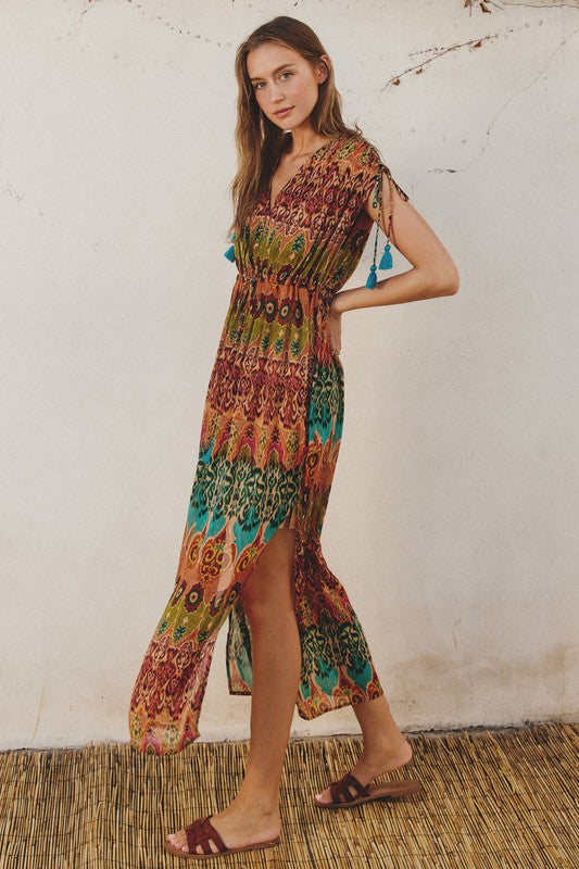 Sunset Strolls Kaftan Dress-Dresses-Vixen Collection, Day Spa and Women's Boutique Located in Seattle, Washington