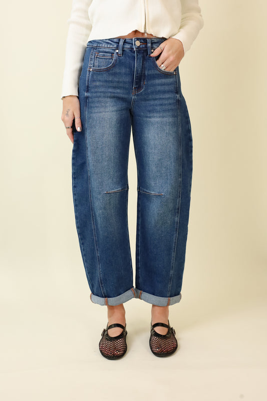 Risen High Rise Barrel Jeans-Denim-Vixen Collection, Day Spa and Women's Boutique Located in Seattle, Washington