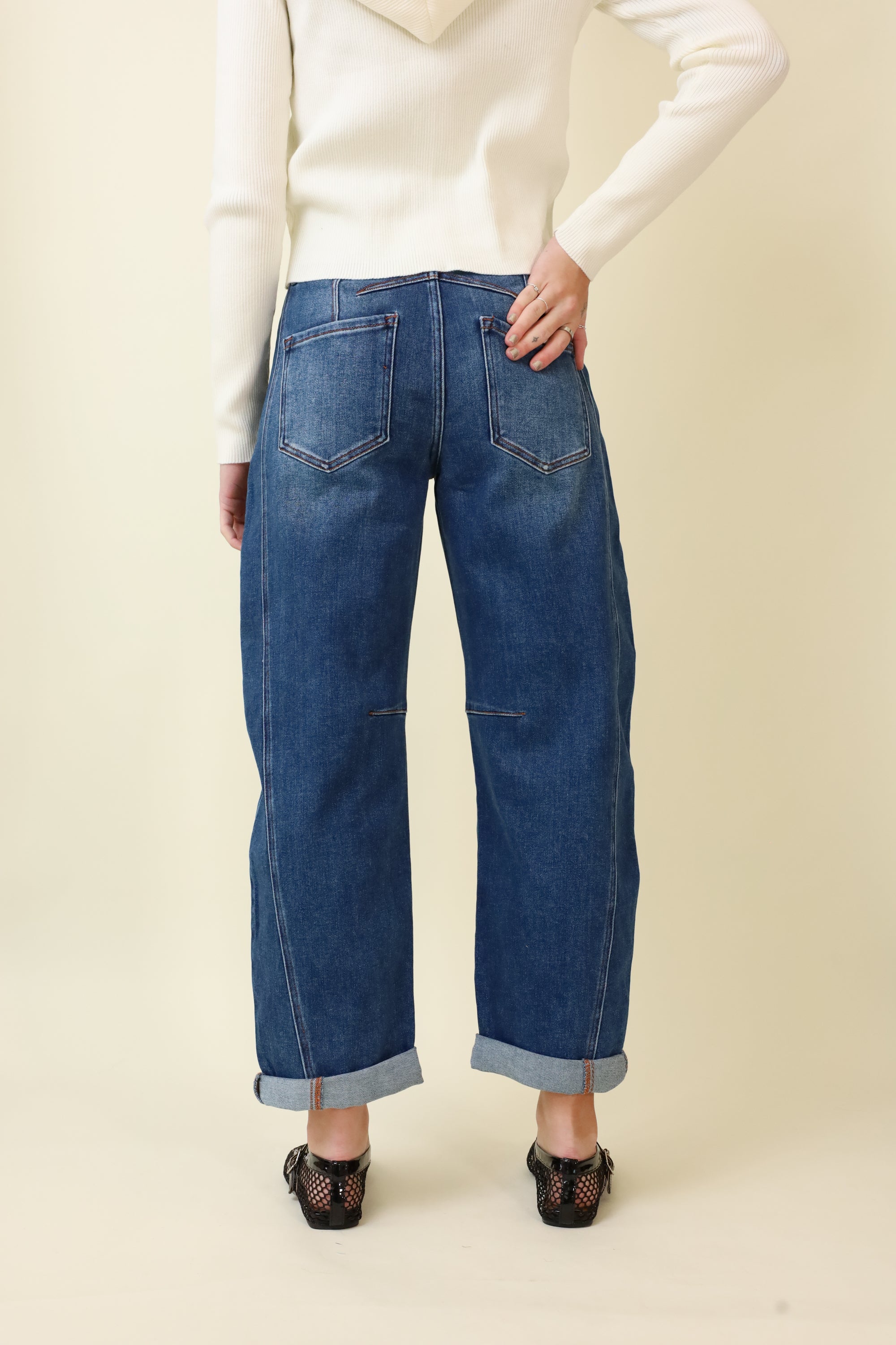 Risen High Rise Barrel Jeans-Denim-Vixen Collection, Day Spa and Women's Boutique Located in Seattle, Washington