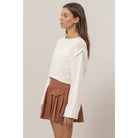 Aylah Cropped Sweater-Long Sleeves-Vixen Collection, Day Spa and Women's Boutique Located in Seattle, Washington