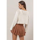 Aylah Cropped Sweater-Long Sleeves-Vixen Collection, Day Spa and Women's Boutique Located in Seattle, Washington