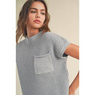 Elegant Half Knit Sweater-Short Sleeves-Vixen Collection, Day Spa and Women's Boutique Located in Seattle, Washington