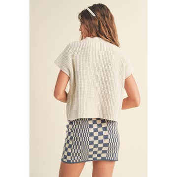 Elegant Half Knit Sweater-Short Sleeves-Vixen Collection, Day Spa and Women's Boutique Located in Seattle, Washington