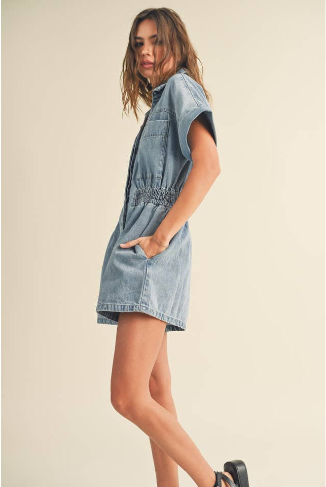 Classic Denim Romper-Dresses-Vixen Collection, Day Spa and Women's Boutique Located in Seattle, Washington