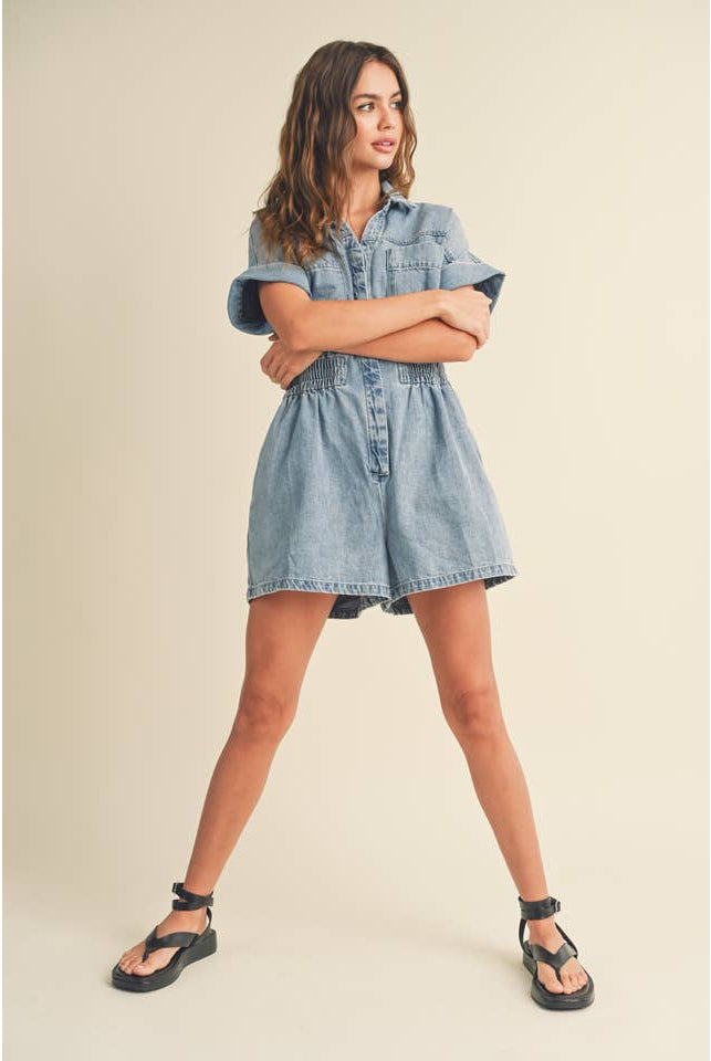 Classic Denim Romper-Dresses-Vixen Collection, Day Spa and Women's Boutique Located in Seattle, Washington