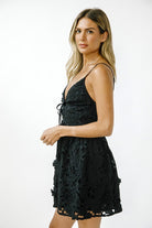 Black Petal Charm Dress-Dresses-Vixen Collection, Day Spa and Women's Boutique Located in Seattle, Washington