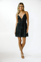 Black Petal Charm Dress-Dresses-Vixen Collection, Day Spa and Women's Boutique Located in Seattle, Washington