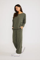 Lux Long Olive Pants-Loungewear Set-Vixen Collection, Day Spa and Women's Boutique Located in Seattle, Washington