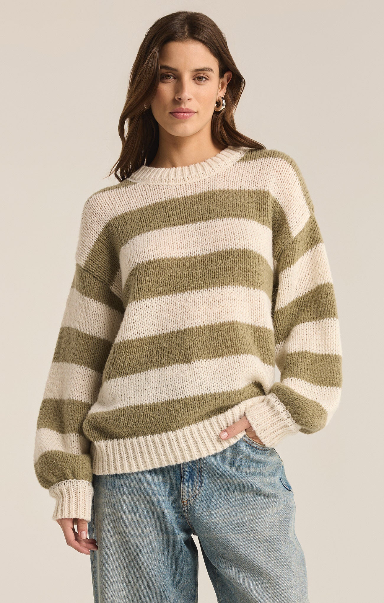 Anders Stripe Crewneck Sweater-Sweaters-Vixen Collection, Day Spa and Women's Boutique Located in Seattle, Washington