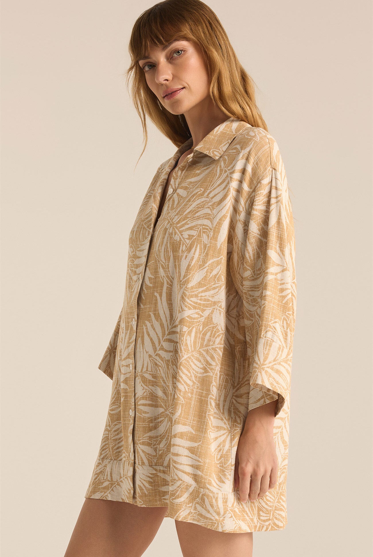 Z Supply Camden Sandy Bay Palm Tunic Dress-Dresses-Vixen Collection, Day Spa and Women's Boutique Located in Seattle, Washington