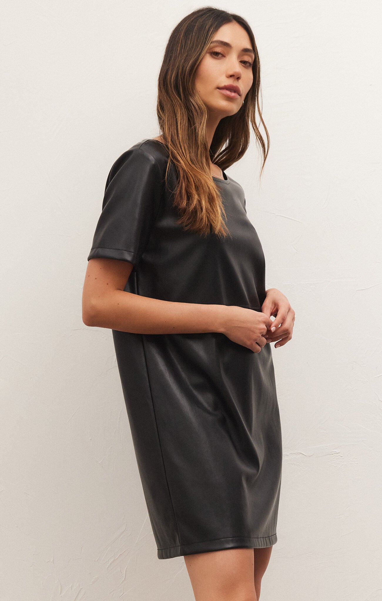 London Faux Leather Dress-Dresses-Vixen Collection, Day Spa and Women's Boutique Located in Seattle, Washington