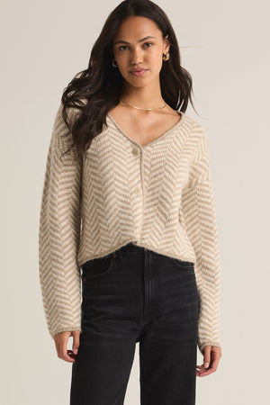 Naomi Herringbone Cardigan-Sweaters-Vixen Collection, Day Spa and Women's Boutique Located in Seattle, Washington