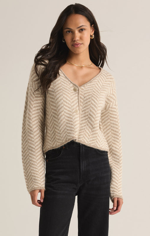 Naomi Herringbone Cardigan-Sweaters-Vixen Collection, Day Spa and Women's Boutique Located in Seattle, Washington