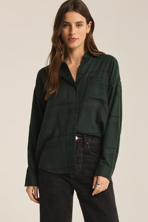 River Plaid Button Up-Long Sleeves-Vixen Collection, Day Spa and Women's Boutique Located in Seattle, Washington
