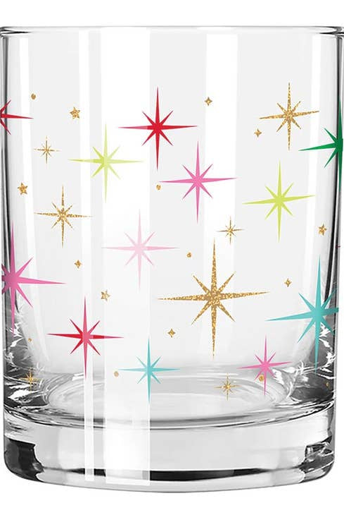 Retro Stars Rocks Glass-Drinkware-Vixen Collection, Day Spa and Women's Boutique Located in Seattle, Washington