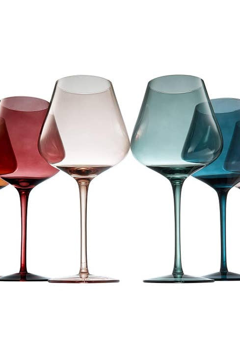Pastel Large Colored Crystal Wine Glass Sold Individually-Drinkware-Vixen Collection, Day Spa and Women's Boutique Located in Seattle, Washington