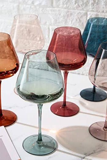 Pastel Large Colored Crystal Wine Glass Sold Individually-Drinkware-Vixen Collection, Day Spa and Women's Boutique Located in Seattle, Washington