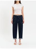 Villa Drawstring Barrel Leg-Denim-Vixen Collection, Day Spa and Women's Boutique Located in Seattle, Washington