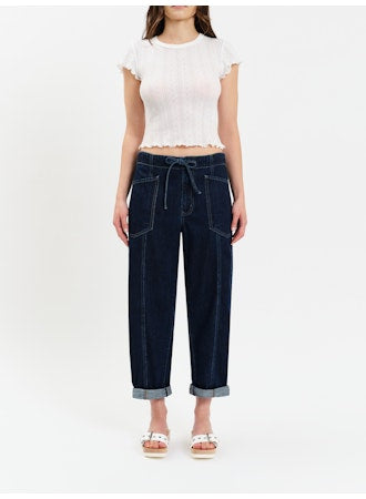 Villa Drawstring Barrel Leg-Denim-Vixen Collection, Day Spa and Women's Boutique Located in Seattle, Washington