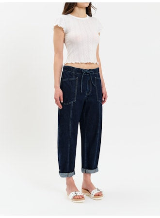 Villa Drawstring Barrel Leg-Denim-Vixen Collection, Day Spa and Women's Boutique Located in Seattle, Washington