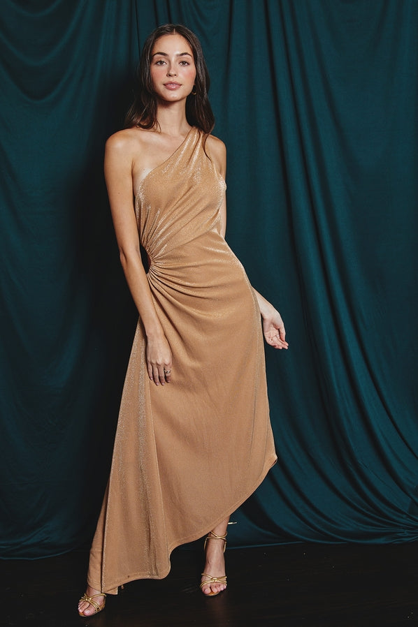 Pearlie Champagne Midi Dress-Dresses-Vixen Collection, Day Spa and Women's Boutique Located in Seattle, Washington