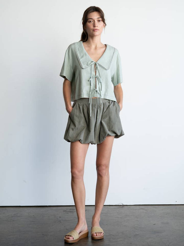 Lagoon Lace Blouse-Short Sleeves-Vixen Collection, Day Spa and Women's Boutique Located in Seattle, Washington