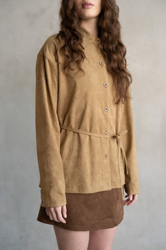 Goldie Faux Suede Shirt Jacket-Jackets-Vixen Collection, Day Spa and Women's Boutique Located in Seattle, Washington