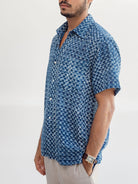 Indigo Scales Ultra-Light Button Down-Men's Tops-Vixen Collection, Day Spa and Women's Boutique Located in Seattle, Washington