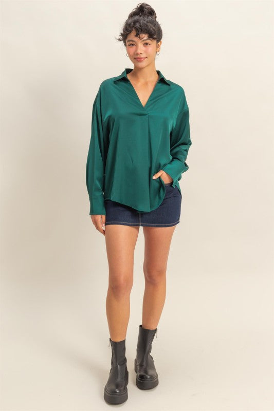 The Emerald Hour Blouse-Long Sleeves-Vixen Collection, Day Spa and Women's Boutique Located in Seattle, Washington