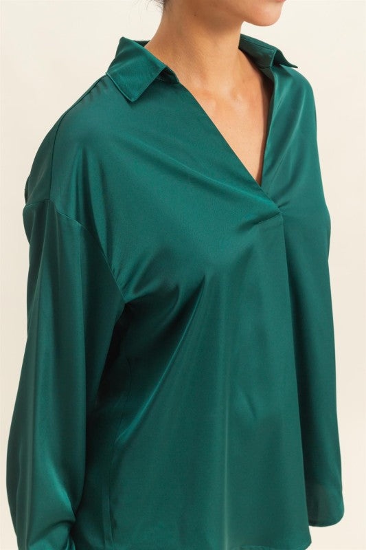 The Emerald Hour Blouse-Long Sleeves-Vixen Collection, Day Spa and Women's Boutique Located in Seattle, Washington