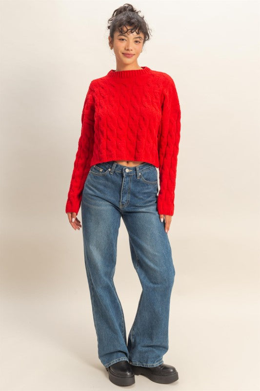 Charlotte Cable Sweater-Sweaters-Vixen Collection, Day Spa and Women's Boutique Located in Seattle, Washington