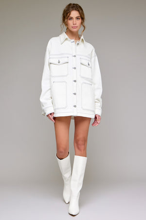 Pearl Wash Oversized Shirt-Jackets-Vixen Collection, Day Spa and Women's Boutique Located in Seattle, Washington