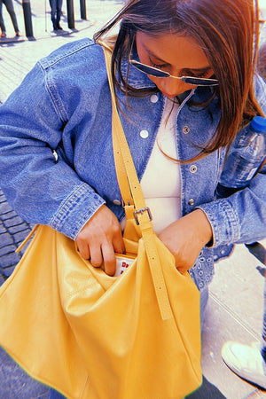 Samantha Yellow Recycled Vegan Tote Bag-Bags + Wallets-Vixen Collection, Day Spa and Women's Boutique Located in Seattle, Washington