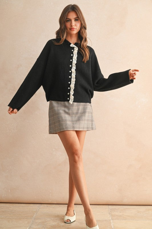 Silhouette Lace Cardigan-Sweaters-Vixen Collection, Day Spa and Women's Boutique Located in Seattle, Washington