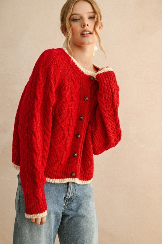 Twofold Cable Cardigan-Sweaters-Vixen Collection, Day Spa and Women's Boutique Located in Seattle, Washington