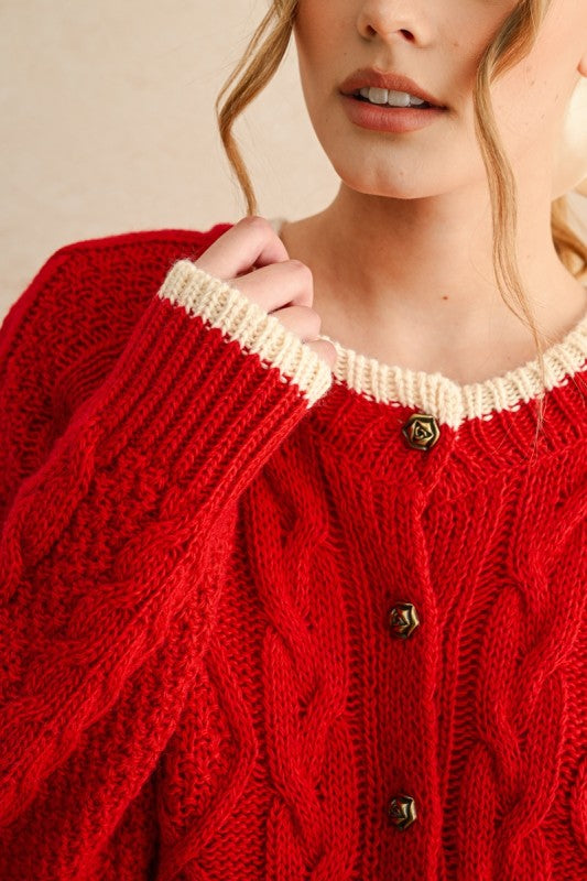 Twofold Cable Cardigan-Sweaters-Vixen Collection, Day Spa and Women's Boutique Located in Seattle, Washington