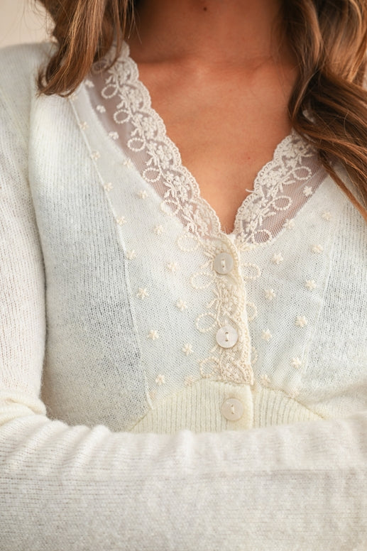 Lovely in Lace Cardigan-Sweaters-Vixen Collection, Day Spa and Women's Boutique Located in Seattle, Washington