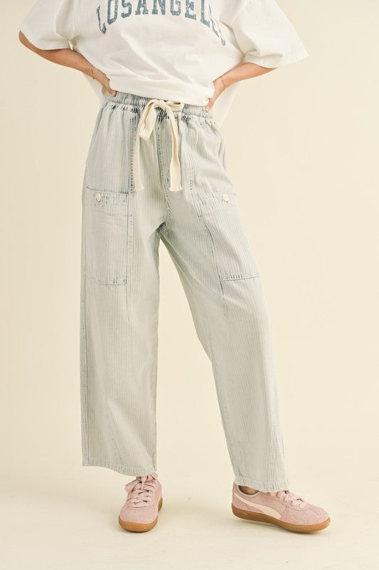 Sea Stitched Barrel Pants-Pants-Vixen Collection, Day Spa and Women's Boutique Located in Seattle, Washington