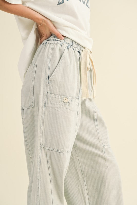 Sea Stitched Barrel Pants-Pants-Vixen Collection, Day Spa and Women's Boutique Located in Seattle, Washington