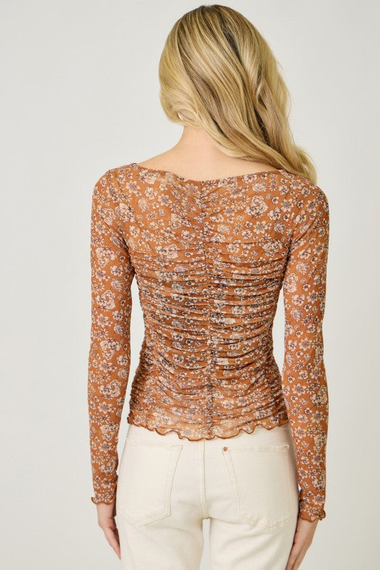 Wildflower Riot Mesh Top-Long Sleeves-Vixen Collection, Day Spa and Women's Boutique Located in Seattle, Washington