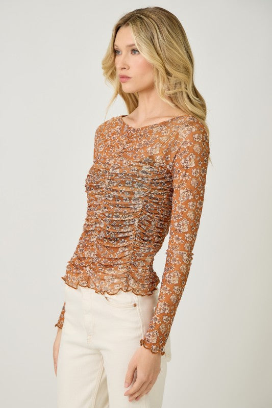 Wildflower Riot Mesh Top-Long Sleeves-Vixen Collection, Day Spa and Women's Boutique Located in Seattle, Washington