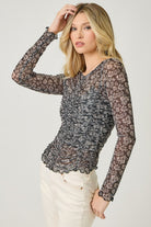 Wildflower Riot Mesh Top-Long Sleeves-Vixen Collection, Day Spa and Women's Boutique Located in Seattle, Washington