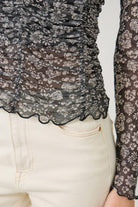 Wildflower Riot Mesh Top-Long Sleeves-Vixen Collection, Day Spa and Women's Boutique Located in Seattle, Washington